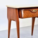Set of 2 Italian Midcentury Rosewood and carrara bedsides tables