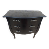 Louis XV style baroque effect chest of drawers in lacquered black color – Completely revamped