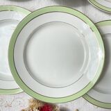 6 Vintage French Orchies "VILLARS" dinner plates 1950 white green gold