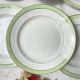 6 Assiettes plates vintage Française Orchies "VILLARS" 1950 blanche verte dorée