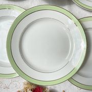 6 Vintage French Orchies "VILLARS" dinner plates 1950 white green gold
