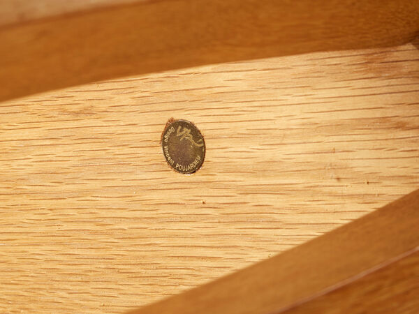 Table basse signé de Vincent Poujardieu forme libre en chêne 1992