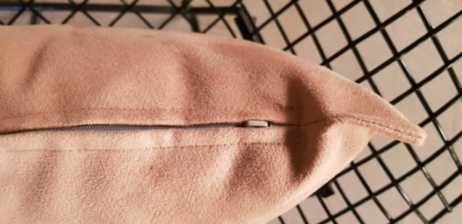 Pale pink velvet rectangle cushion