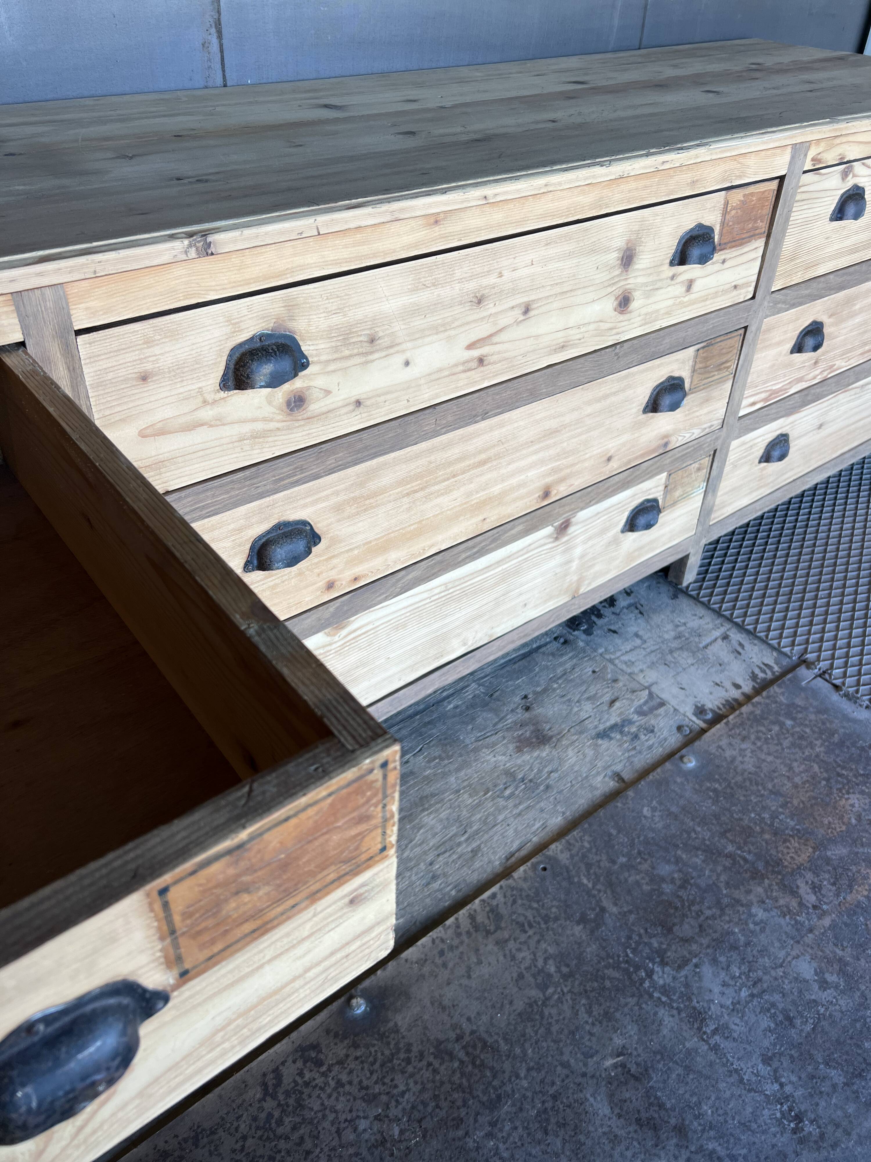 Old draper's furniture, raw wood