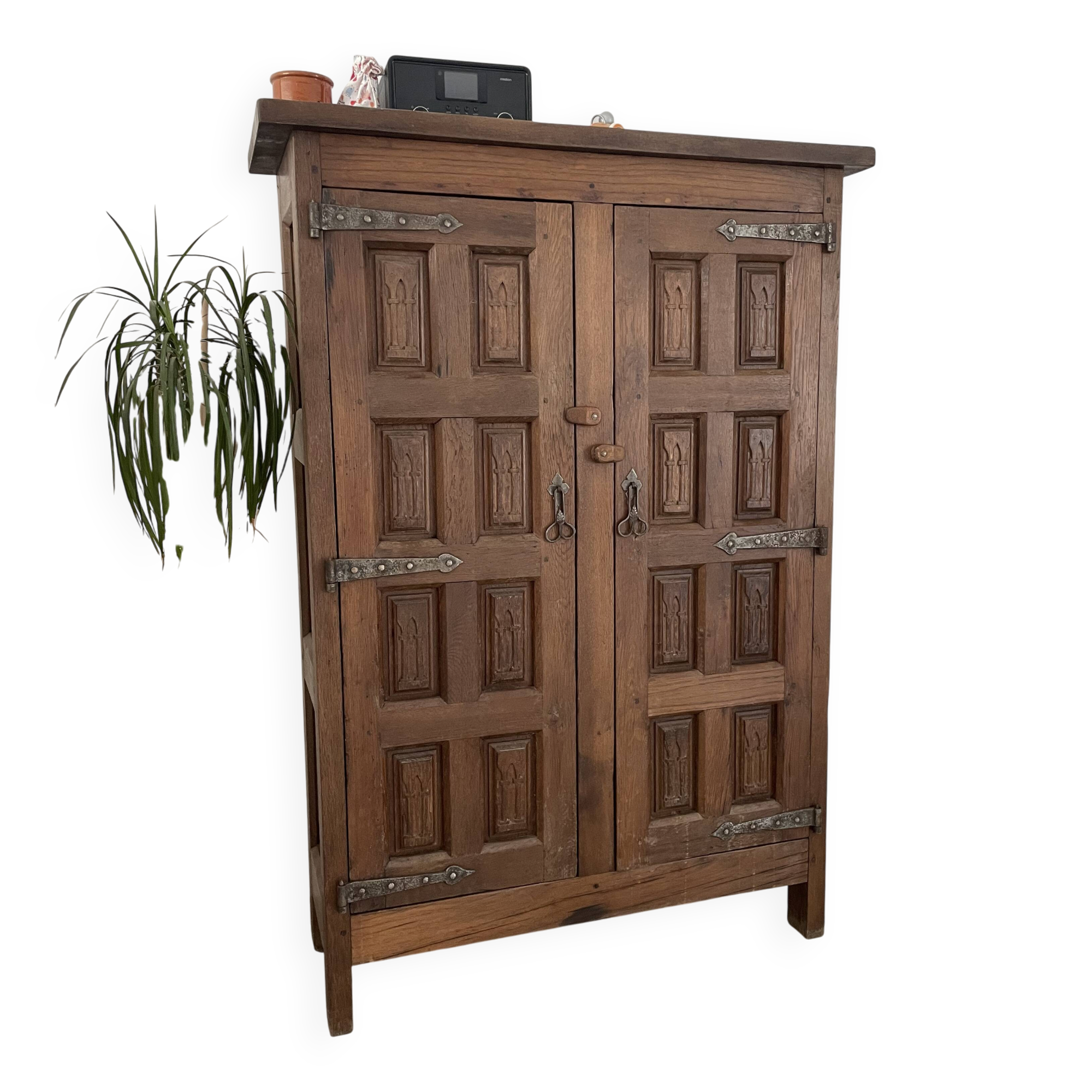 Tuscan baroque storage cabinet with 2 carved doors.