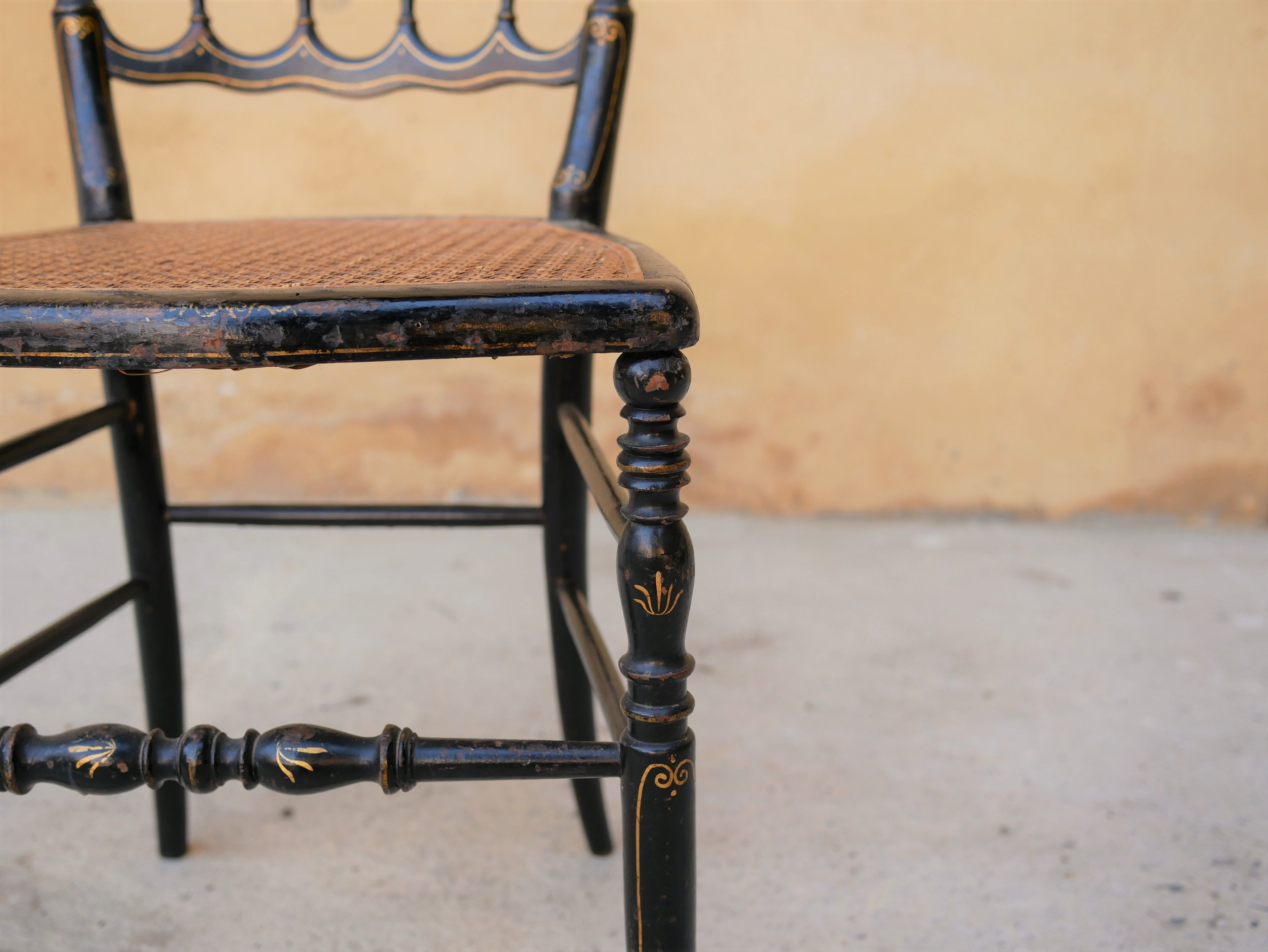 Napoleon III wooden and canning chair, 1920s