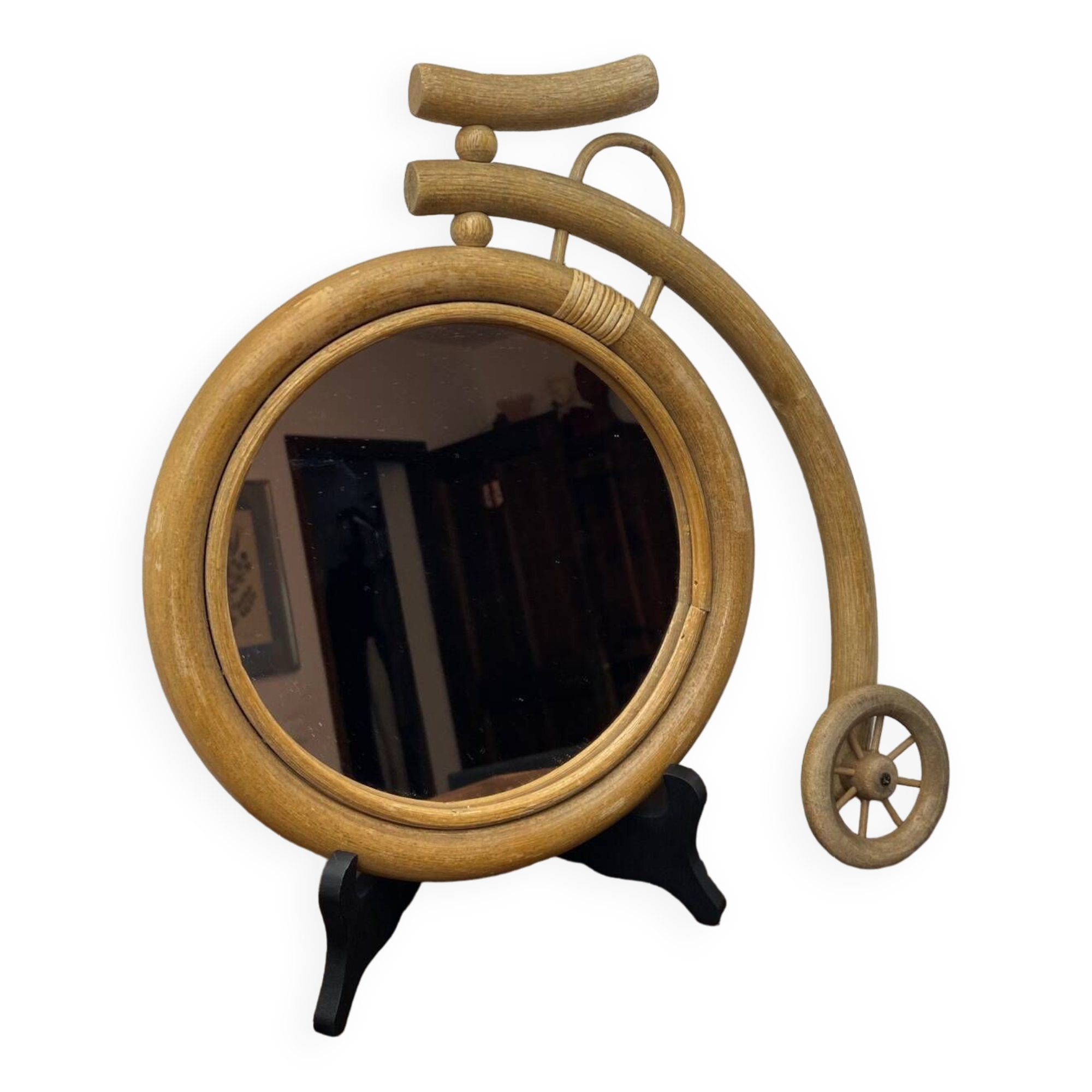 Miroir en rotin vintage