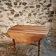 Antique walnut drop-leaf dining table – French round table 110 cm