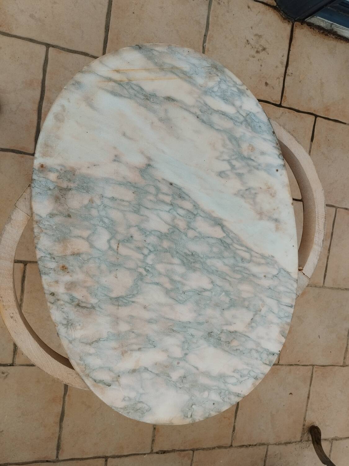 Antique Louis XVI style coffee table with marble top