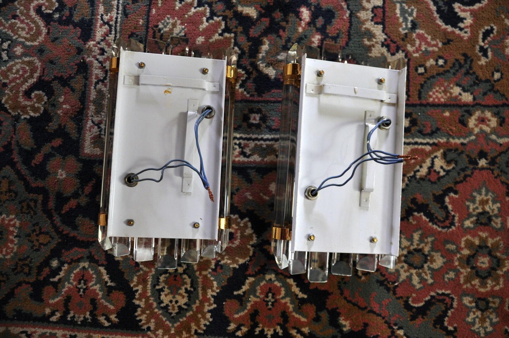 Pair of Venini wall lamps, cut glass, Murano, Italy, 1970