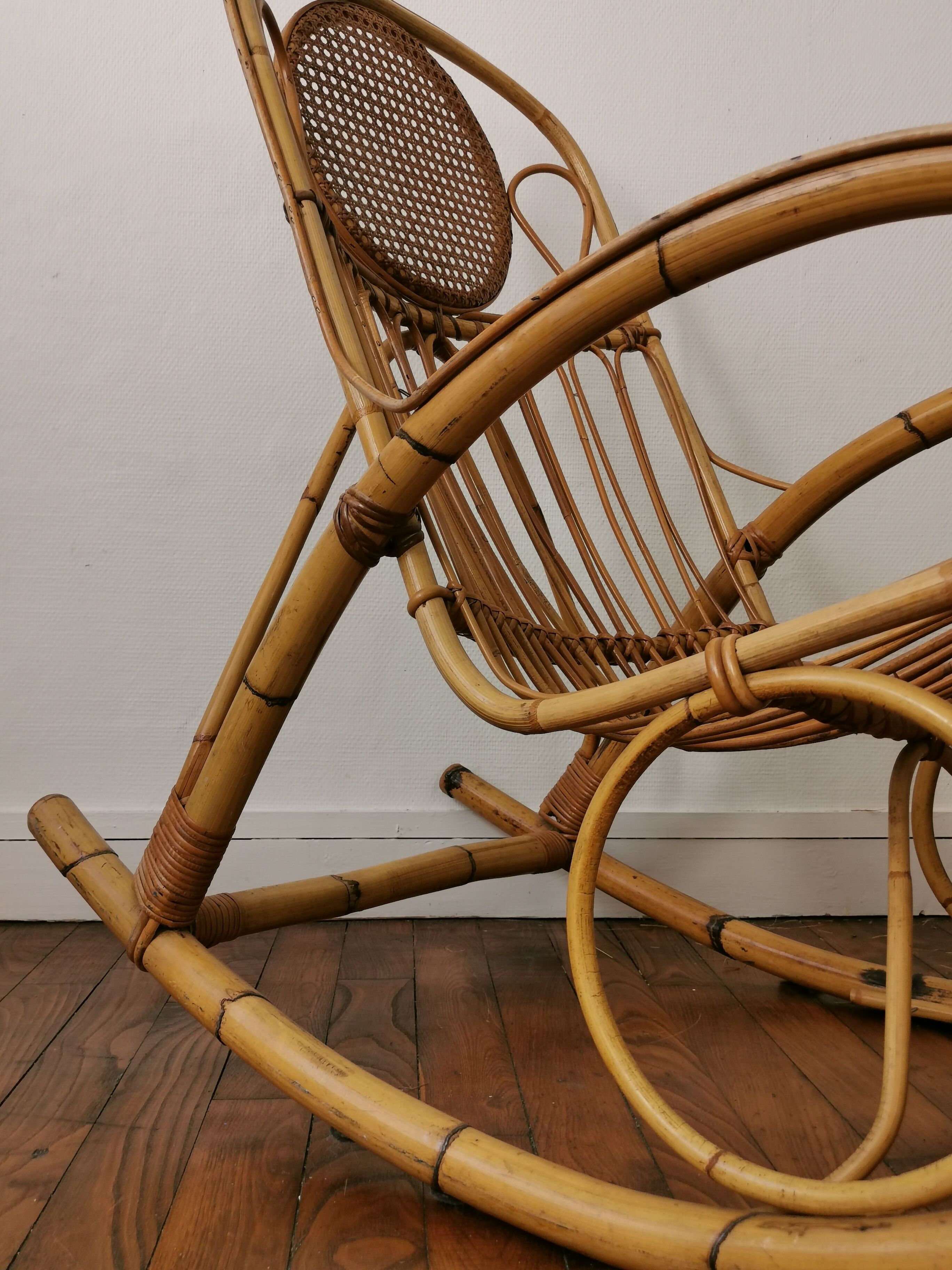 Rocking-chair in balboa and rattan