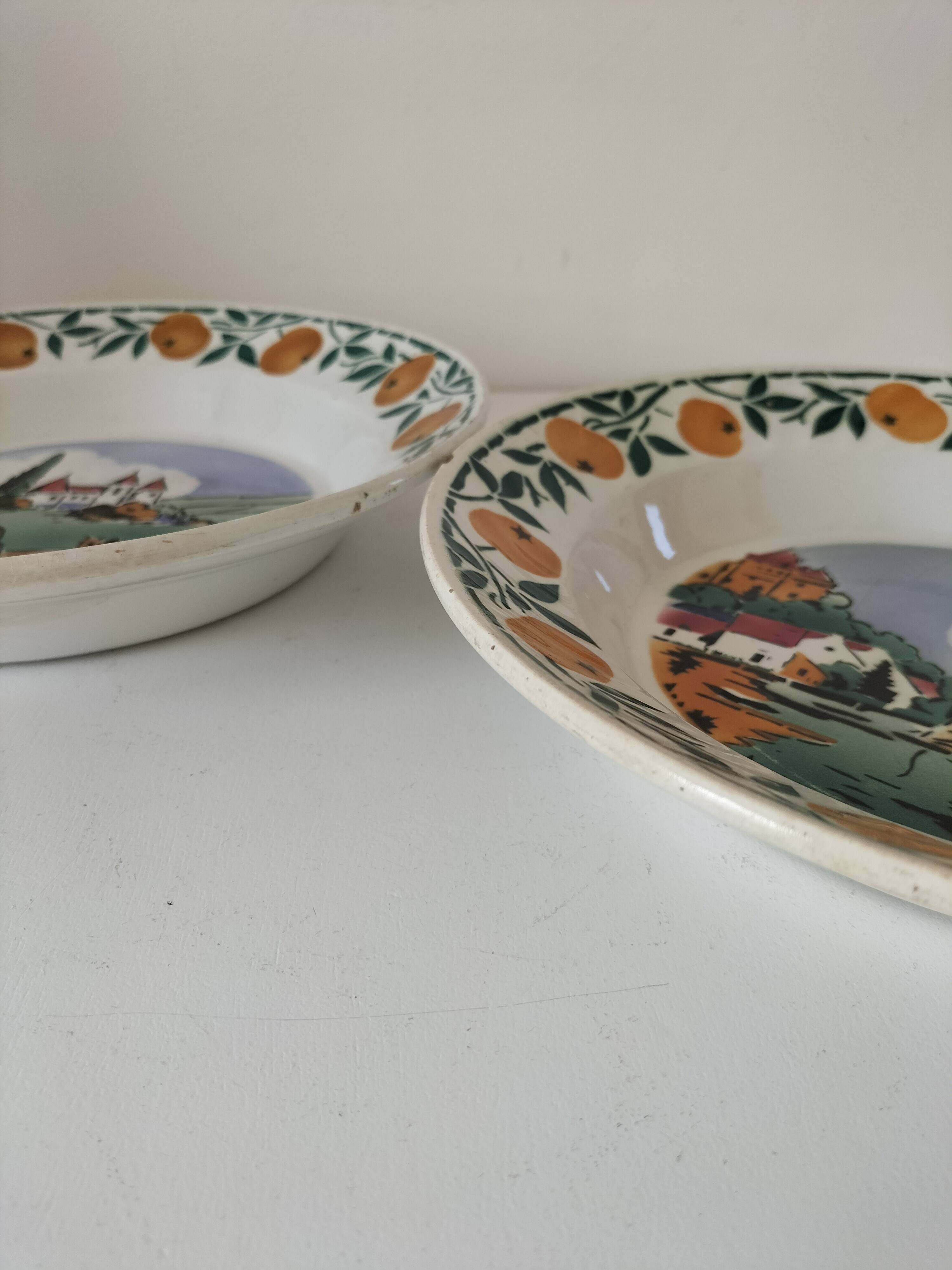 Pair of Saint Amandinoise deep dishes from the 50s