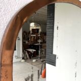 Large antique mercury mirror in copper-plated metal, 1930