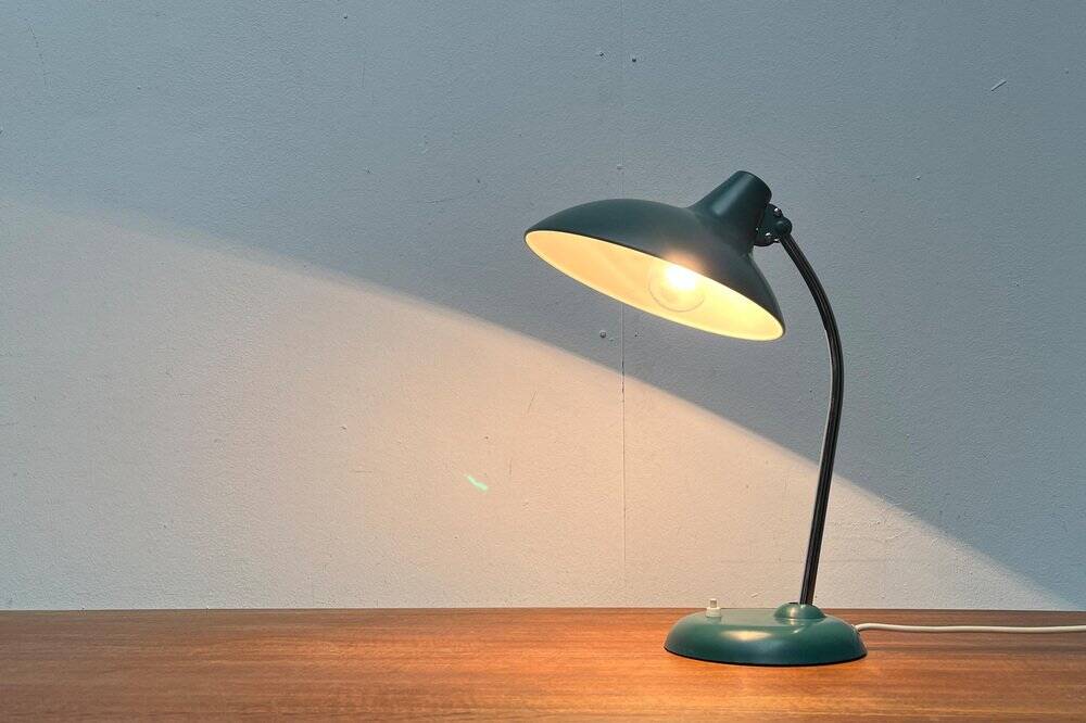 German green table lamp 6786 from the mid-century by Christian Dell for Kaiser Idell, 1960s.