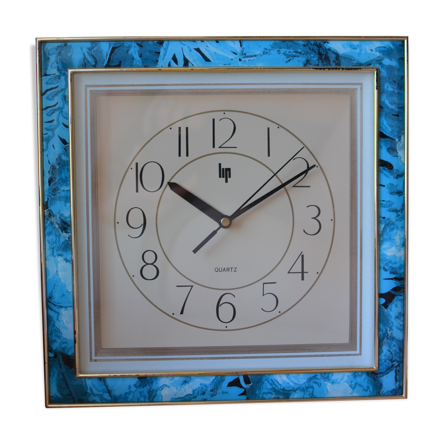 Vintage lip clock blue frame