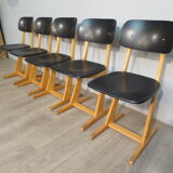 Set of 5 adult Casala chairs 60s