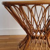 Glass and rattan side table