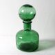 Emerald Green Glass Decanter / Genie Bottle with Stopper / Empoli / 1960s