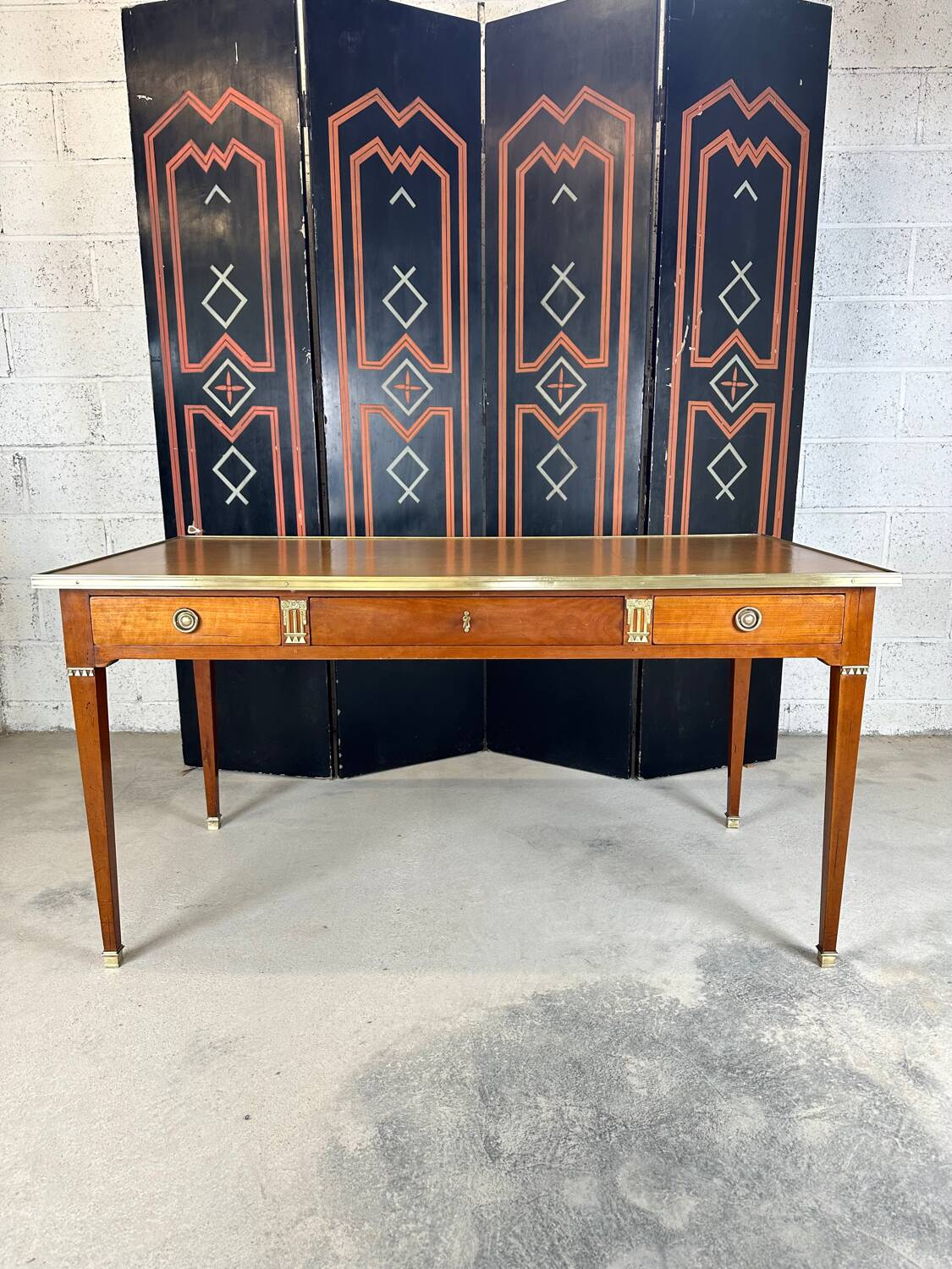 Directoire style flat desk in cherry wood