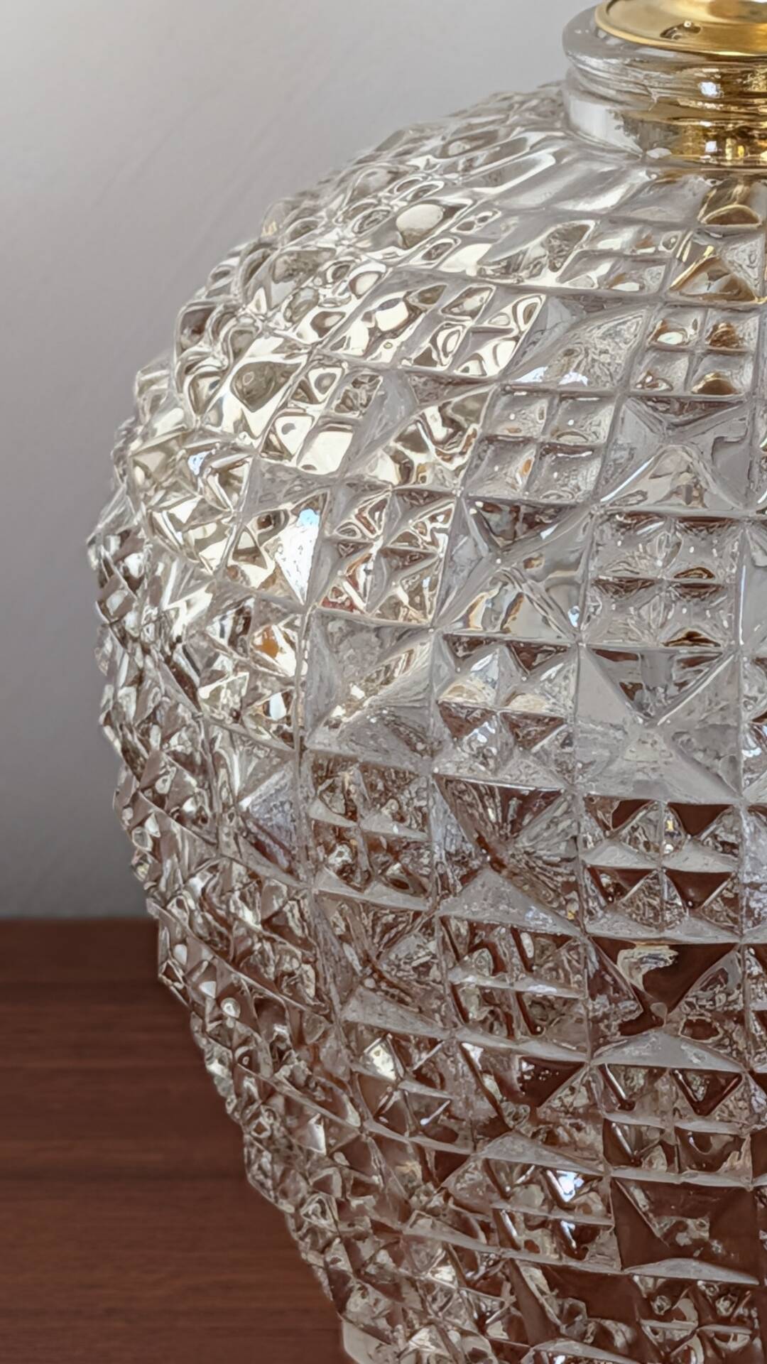 Facet-cut pressed glass pendant