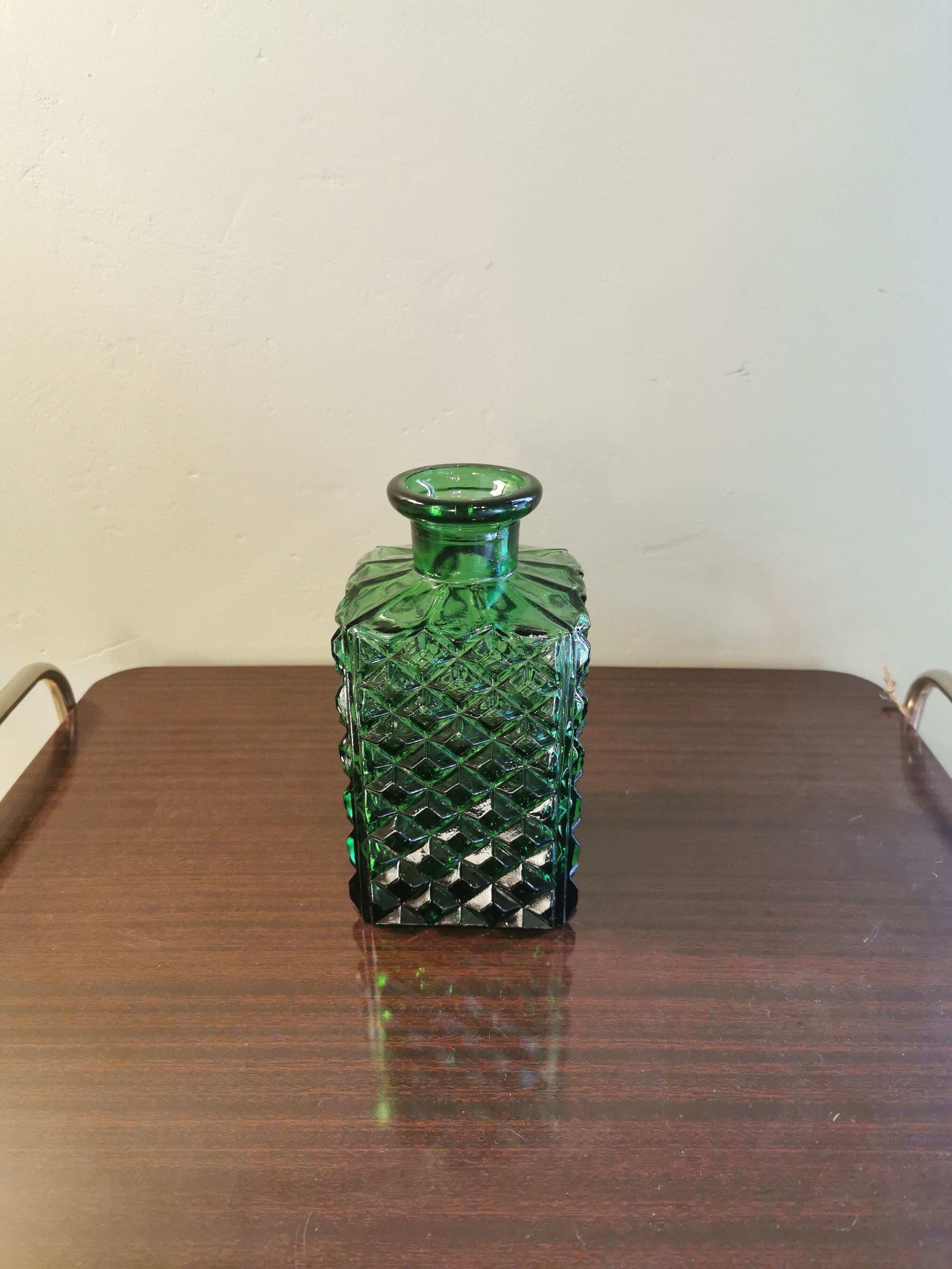 Vintage green glass decanter