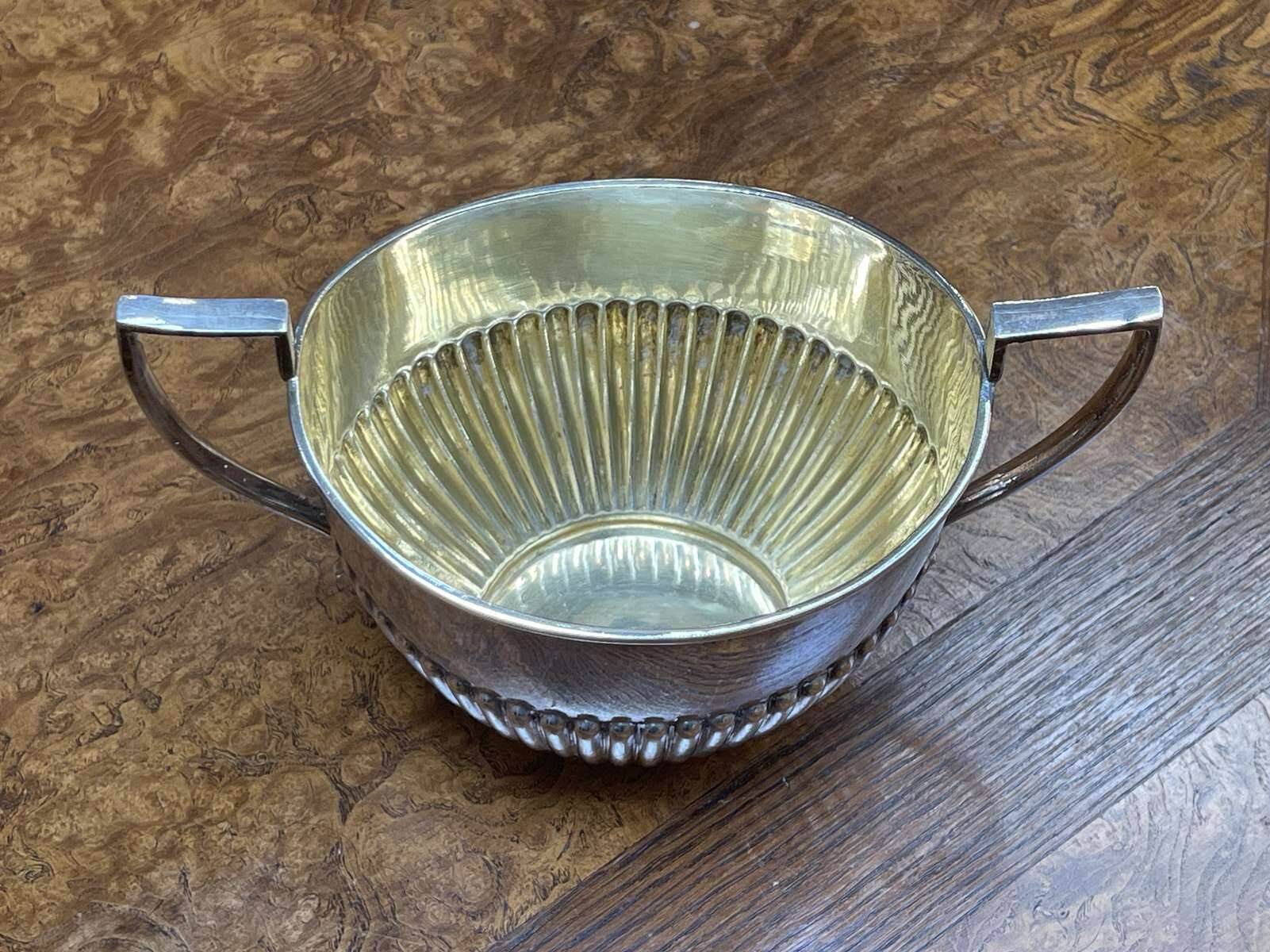 English silver-plated sugar bowl, early 20th century