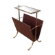 Neoclassical magazine rack in mahogany and brass