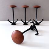4 Vintage coat hooks brown, 70's interior