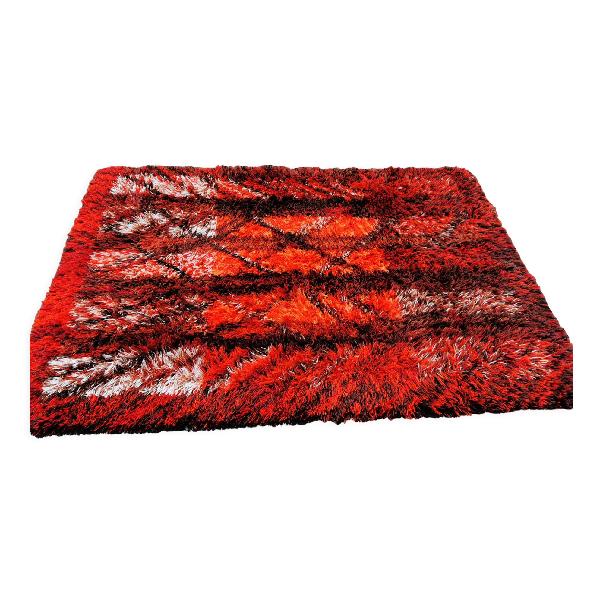 Swedish handmade wool - rya rug. estimated 1960s.