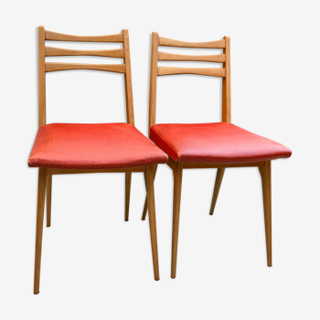 Chaises pieds compas skaï 1960