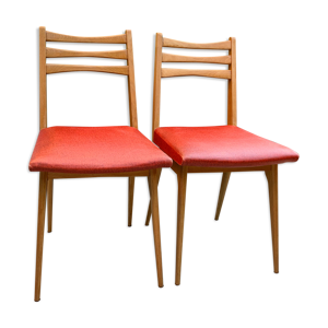 Chaises pieds compas skaï 1960