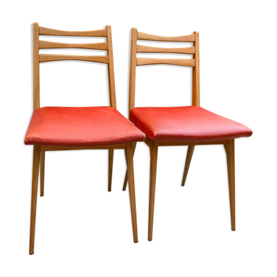 Chaises pieds compas skaï 1960