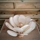 Flower table lamp made of rattan and ivory flannel petals