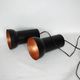 A pair of vintage pendant lights – black brass, modernist