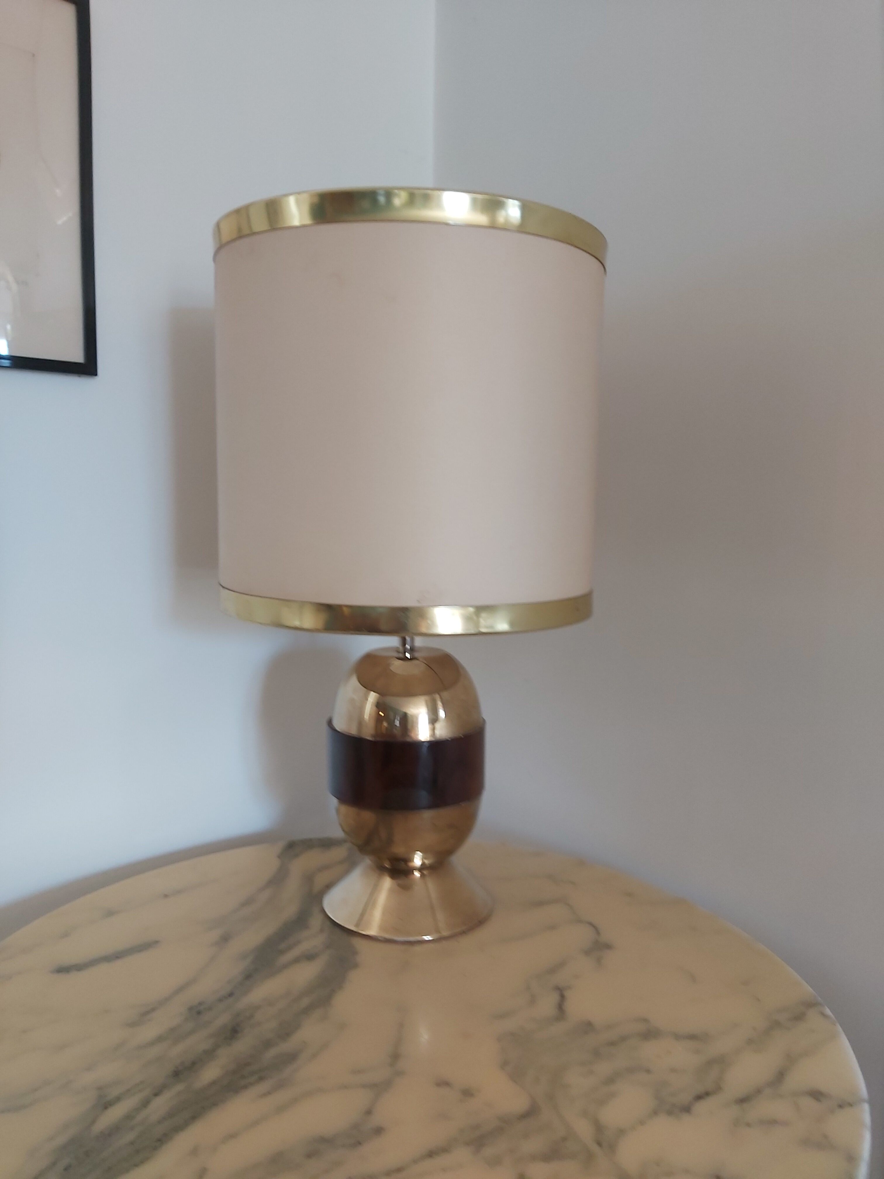 Brass and amber lamp 70s