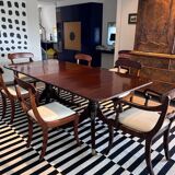 Antique Georgian twin pedestals dining table and 10 chairs