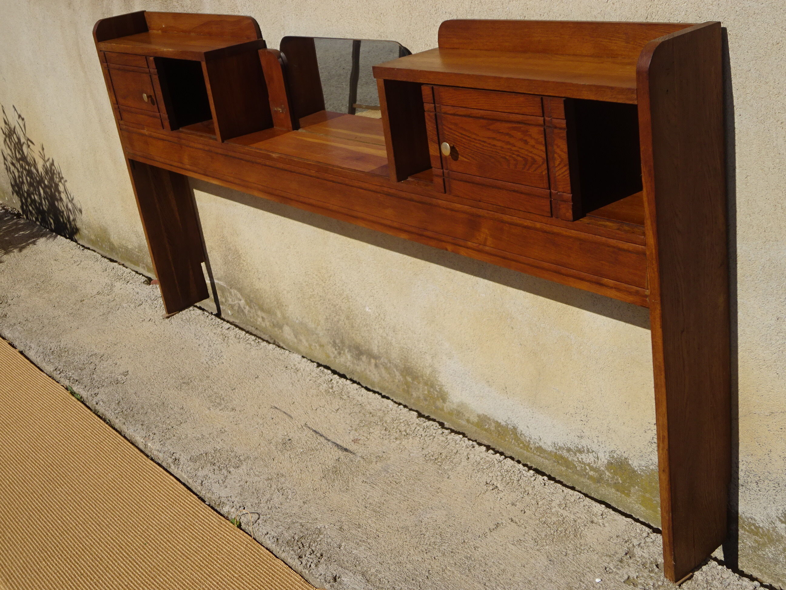 Cozy oak with sliding doors and mirror, art deco era