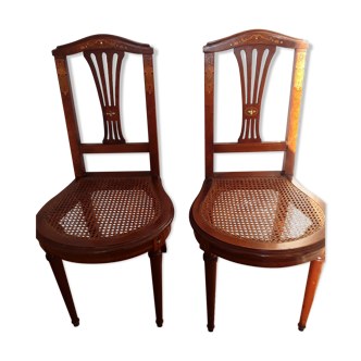 Mother-of-pearl inlay mahogany chairs, year 30