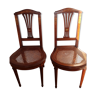 Lot de deux chaises acajou, incrustation nacre, années 30