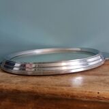 Art Deco silver round mirror tray