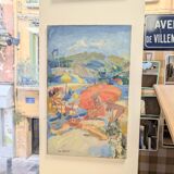 Canvas signed by Paul Braudey – Beach scene, oil on canvas 61 × 38 cm