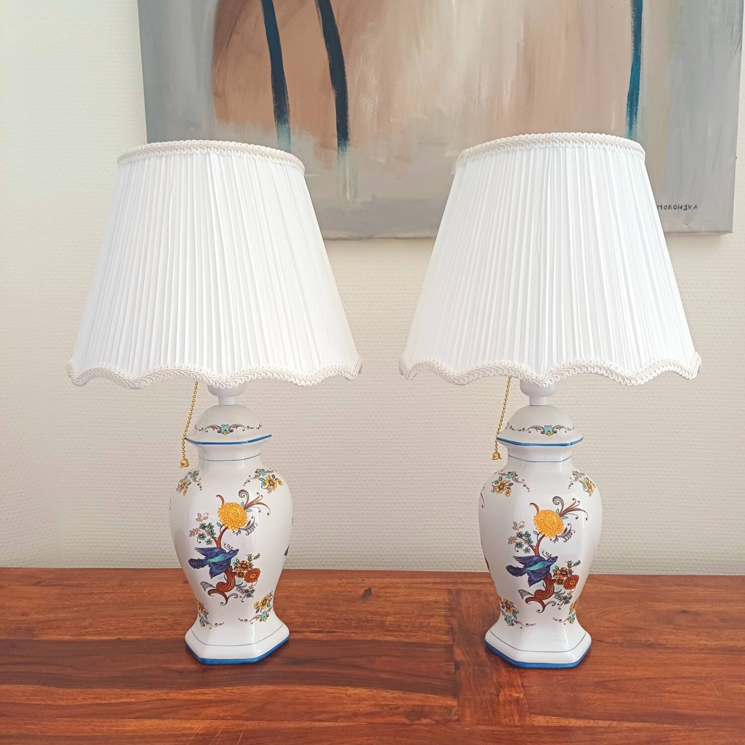Paire de lampes de table en porcelaine Véritable Revol France
