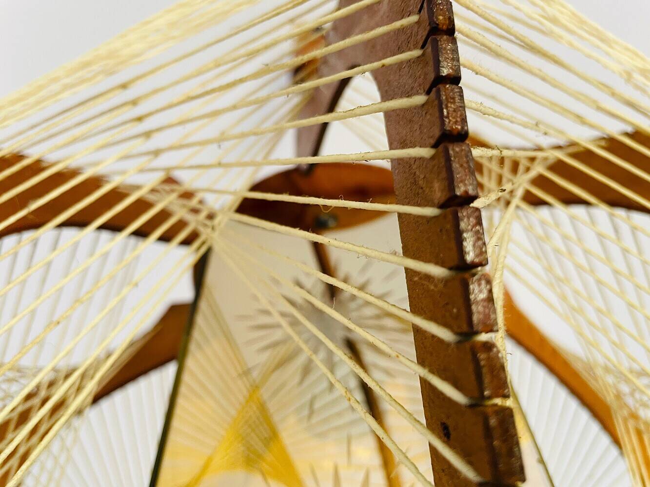 Mid Century wood hanging lamp wooden