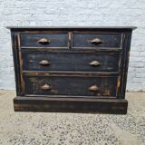 Old chest of drawers four drawers patina black