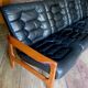 Danish 4-seater sofa with leather upholstery 244 cm, 1960s