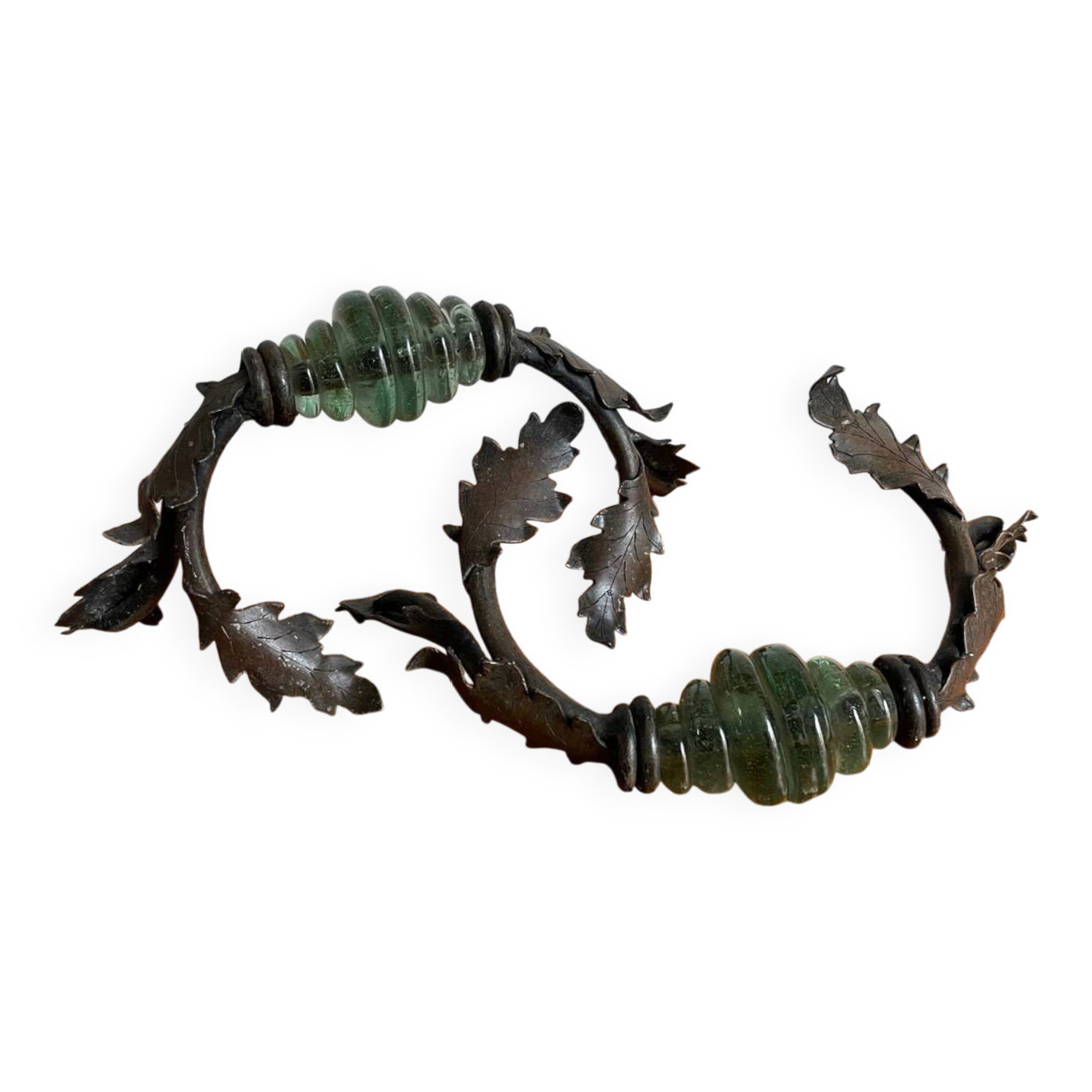 Wrought iron and glass door handle