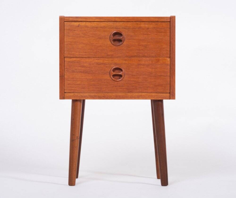 Bedside Table with 2 Drawers in Teak, Denmark, 1960s