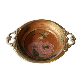 Cloisonne brass enamelled bowl - vintage from the 1960s