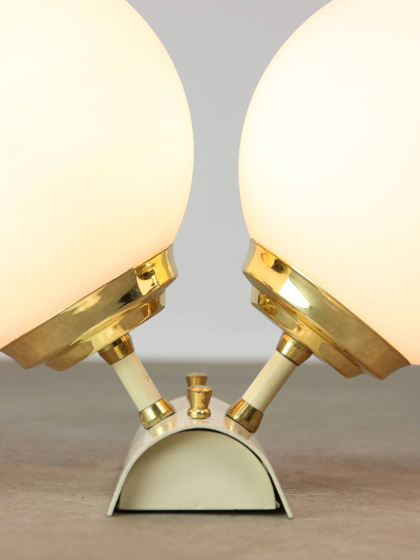 Vintage Italian Brass and Opaline Wall Lamp