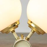Vintage Italian Brass and Opaline Wall Lamp